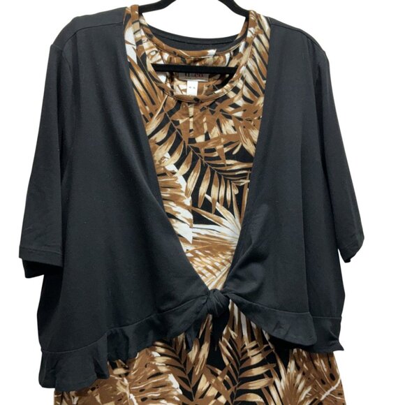 XL DRESS MIDI SLEEVELESS WITH SHRUG 2 FOR 1 PRICE DENIM&CO. A351582 - Picture 2 of 15